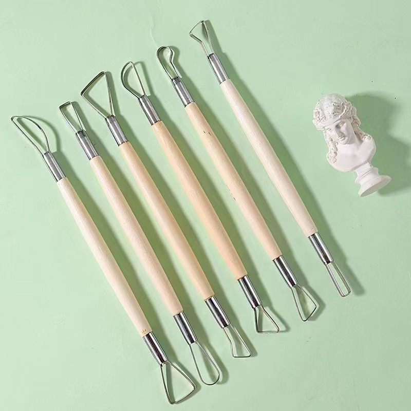 Workshop Tools For Carpentry - 6PCS wooden handle wax pottery clay