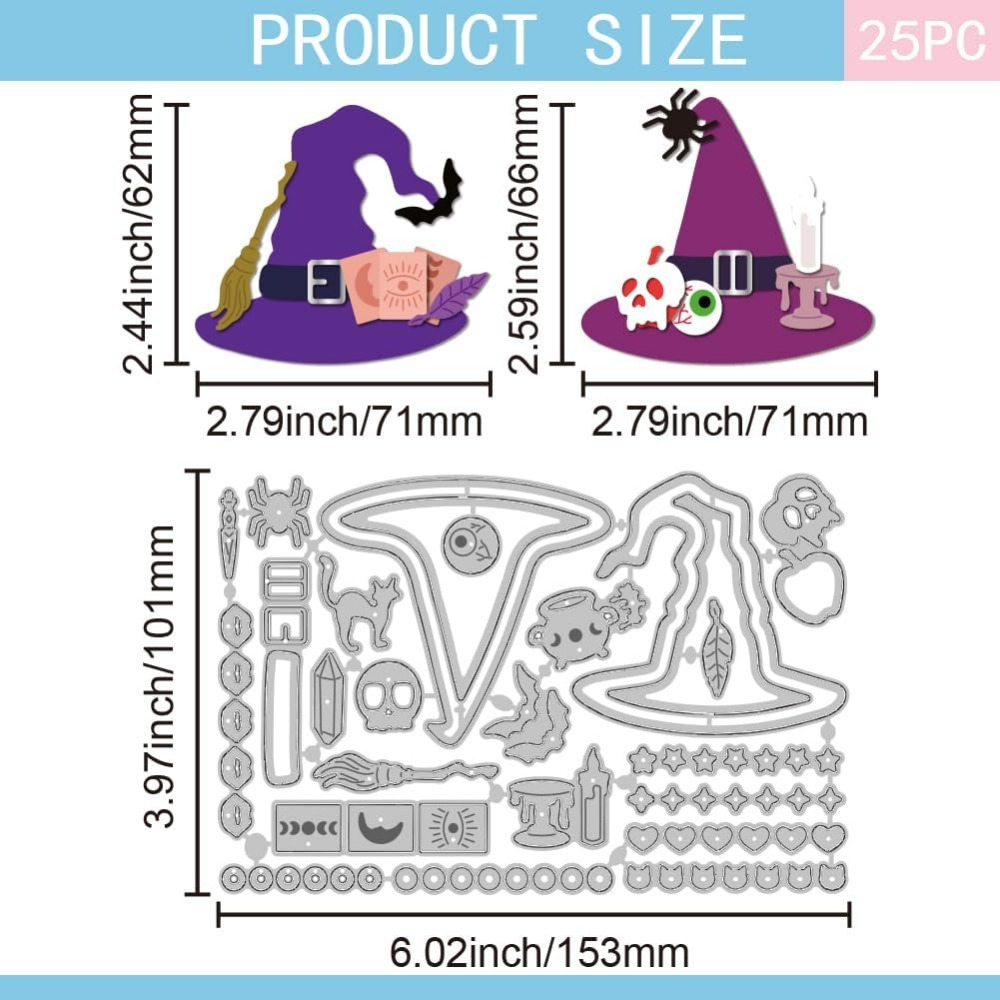 Witch Hat Cutting Dies for DIY - Tap Die Set ulasan dan harga