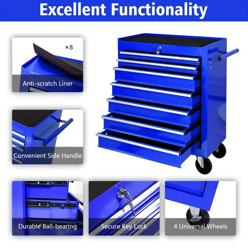 7 Drawers Blue Multifunctional - Workshop Tools Trolley ulasan dan harga
