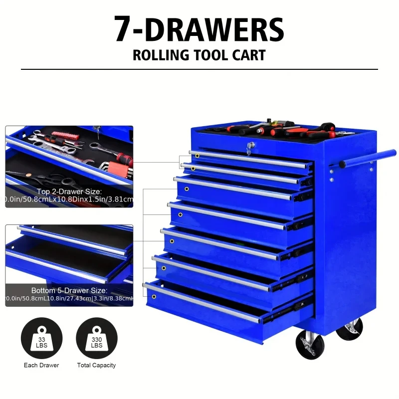 7 Drawers Blue Multifunctional - Workshop Tools Trolley ulasan dan harga